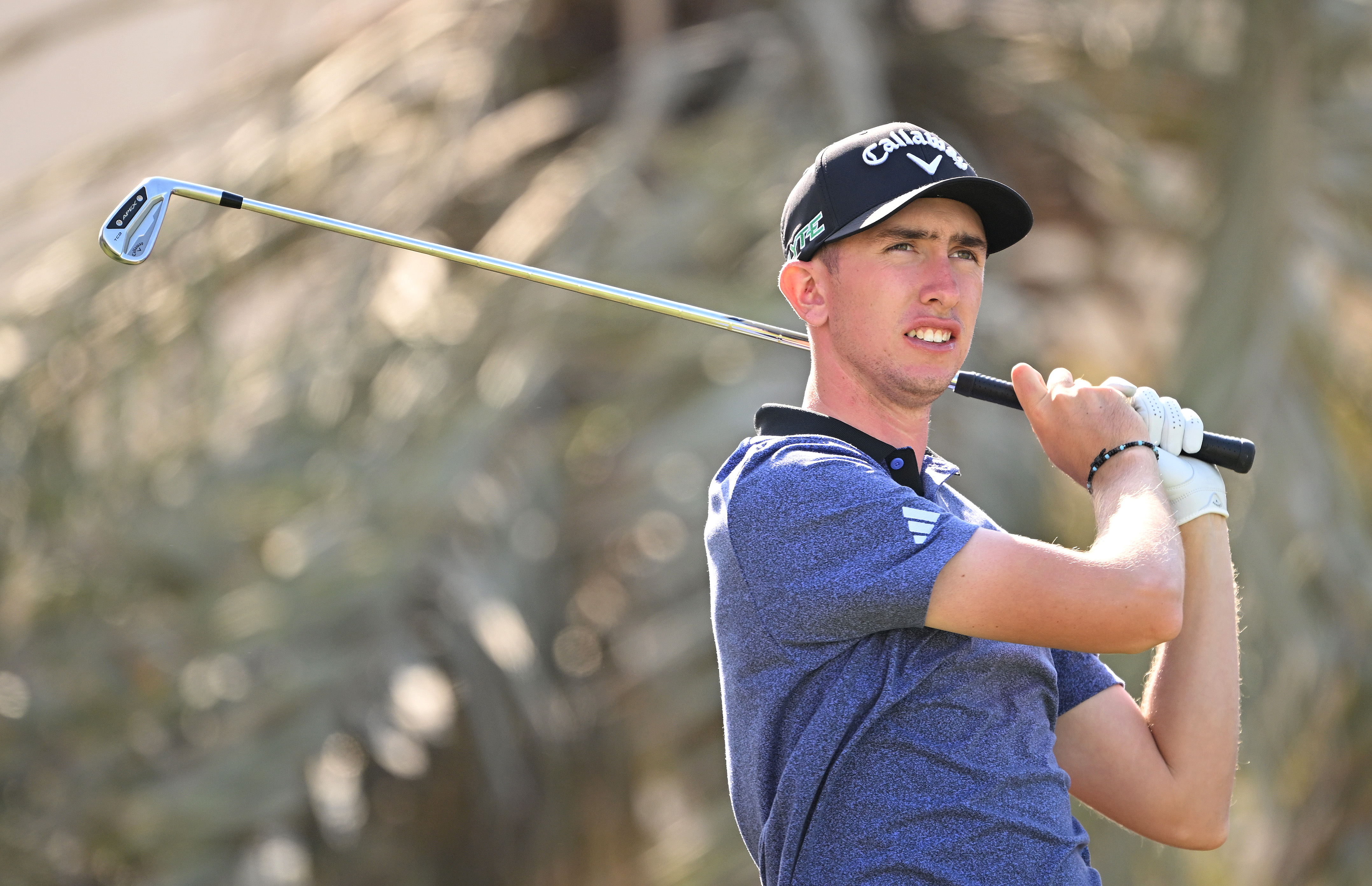 Tom McKibbin of Northern Ireland during a pro-am golf event at Ras Al Khaimah Championship.