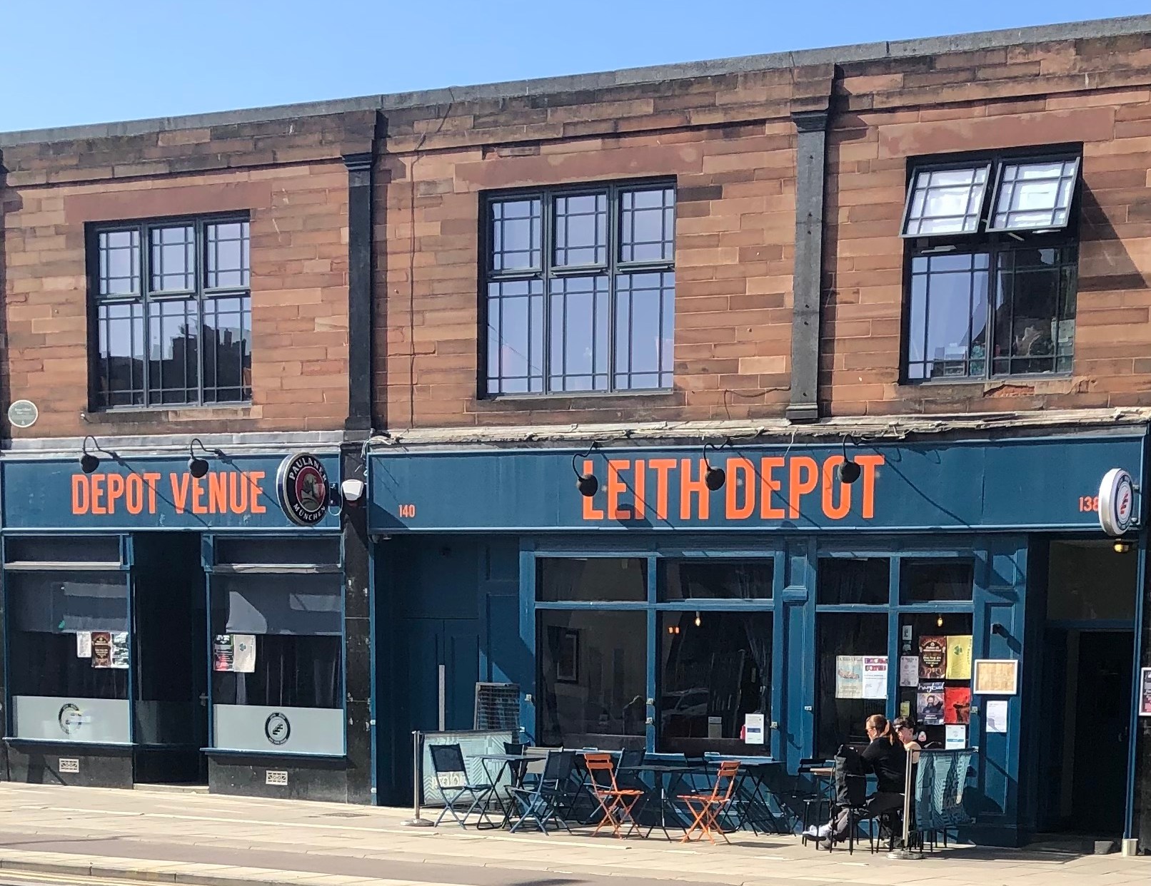 Leith Depot Bar exterior on a sunny day.