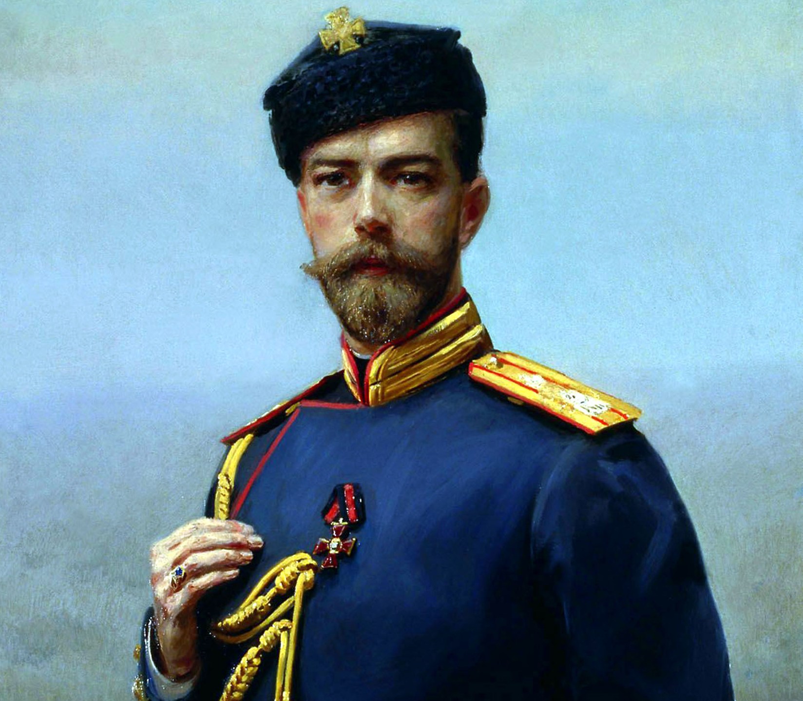 Illustration of Tsar Nicholas II of Russia in uniform.