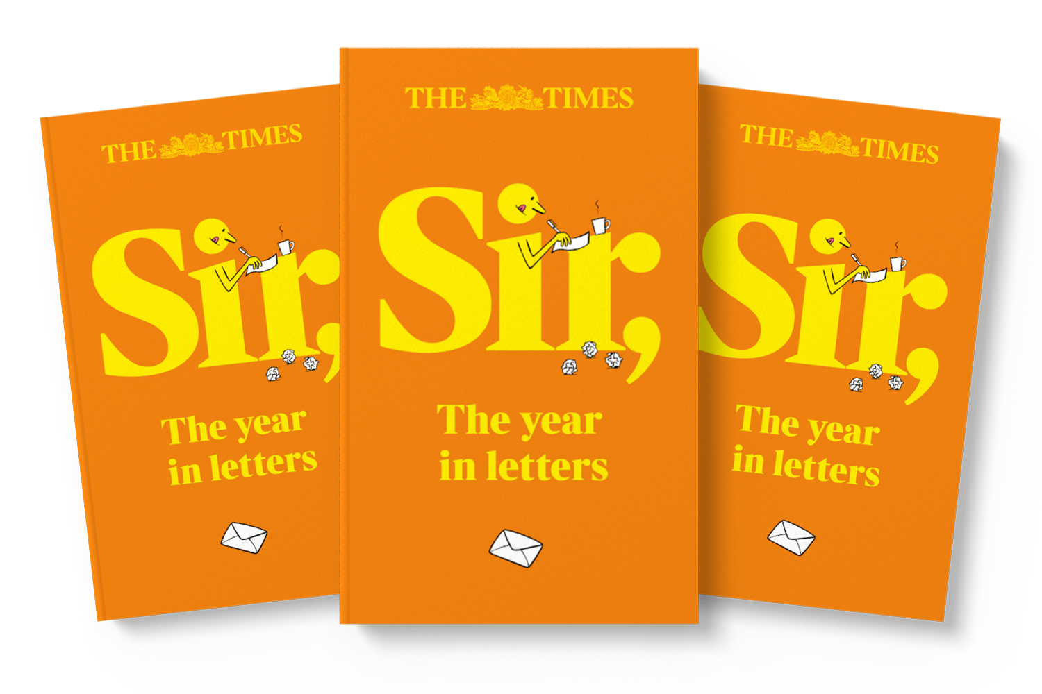Three copies of "Sir, The year in letters" book cover.