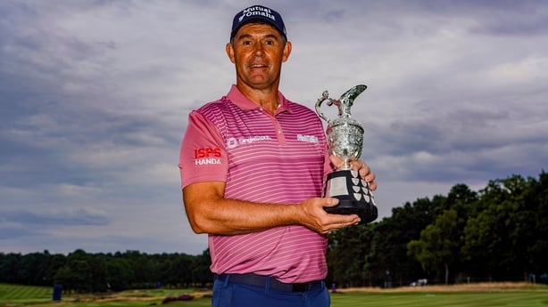 SUNNINGDALE, ENGLAND - JULY 27: Padraig Harrington of Ireland poses with the trophy during the fourth round of the ISPS HANDA Senior Open 2025 at Sunningdale Golf Club on July 27, 2025 in Sunningdale, England. (Photo by Phil Inglis/Getty Images)