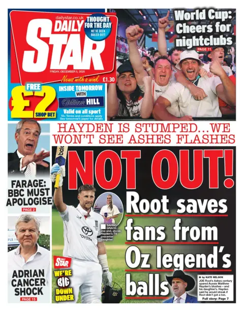 "Not out!" reads the headline on the front page of the Daily Star.