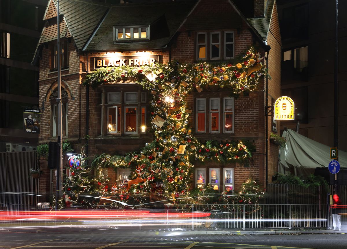 The Black Friar pub has been all decked out for Christmas
