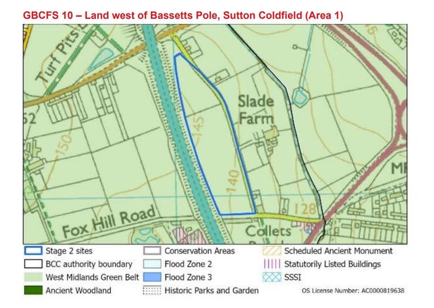 Two strips of land either side of Slade Lane - west of Bassetts Pole have been proposed for industrial use - but concerns have been raised in a Green Belt Assessment that they could leave an island of Green Belt land 