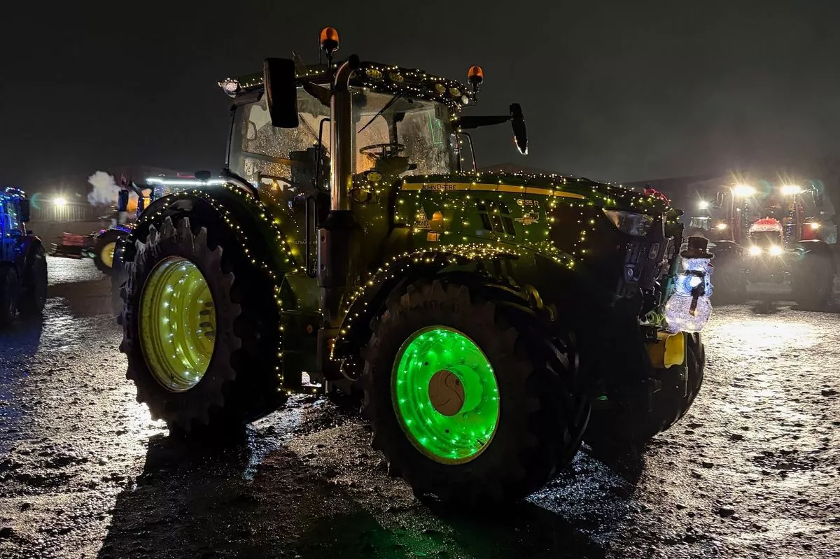 More than 150 tractors took part in a festive event in Lancashire on Sunday night