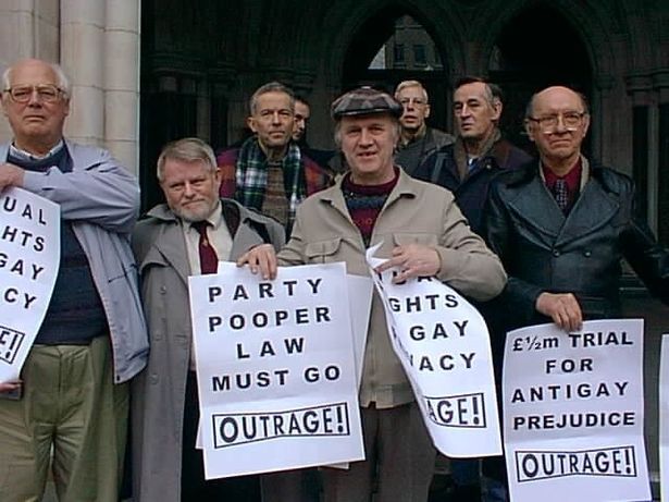 Terry Connell (centre) and his supporters, defiant after their appeal