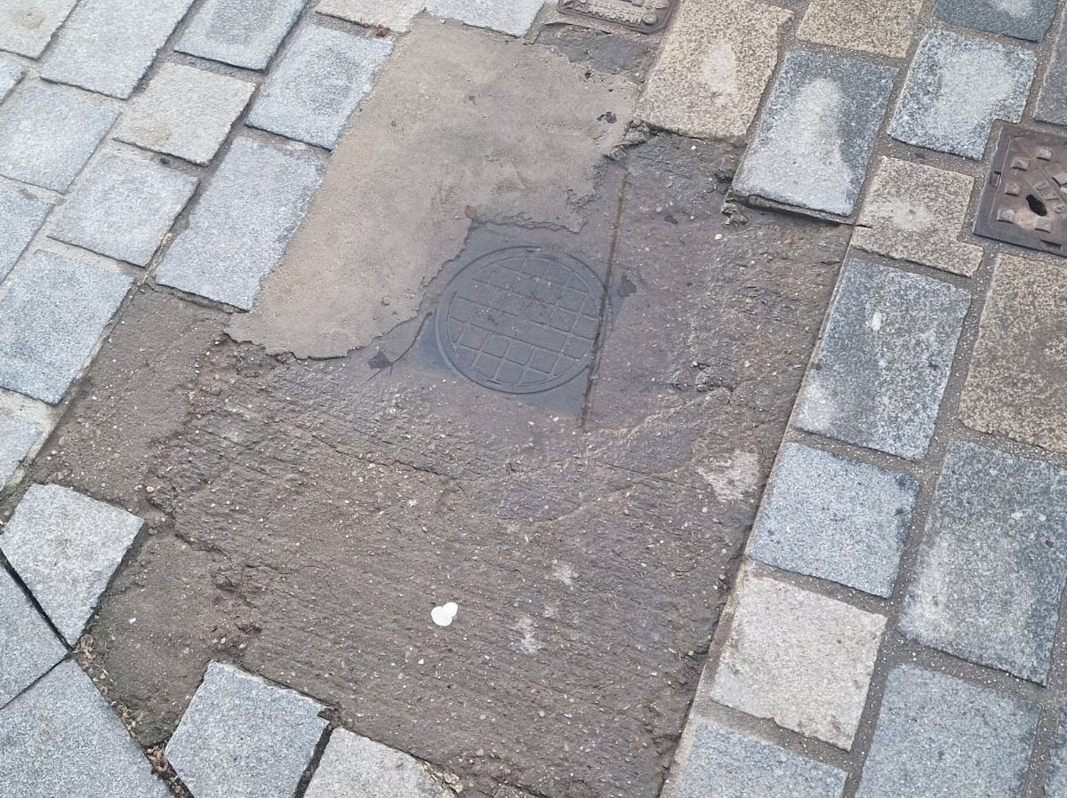 Aftermath of recent maintenance work carried out on Eccleston Street in Prescot