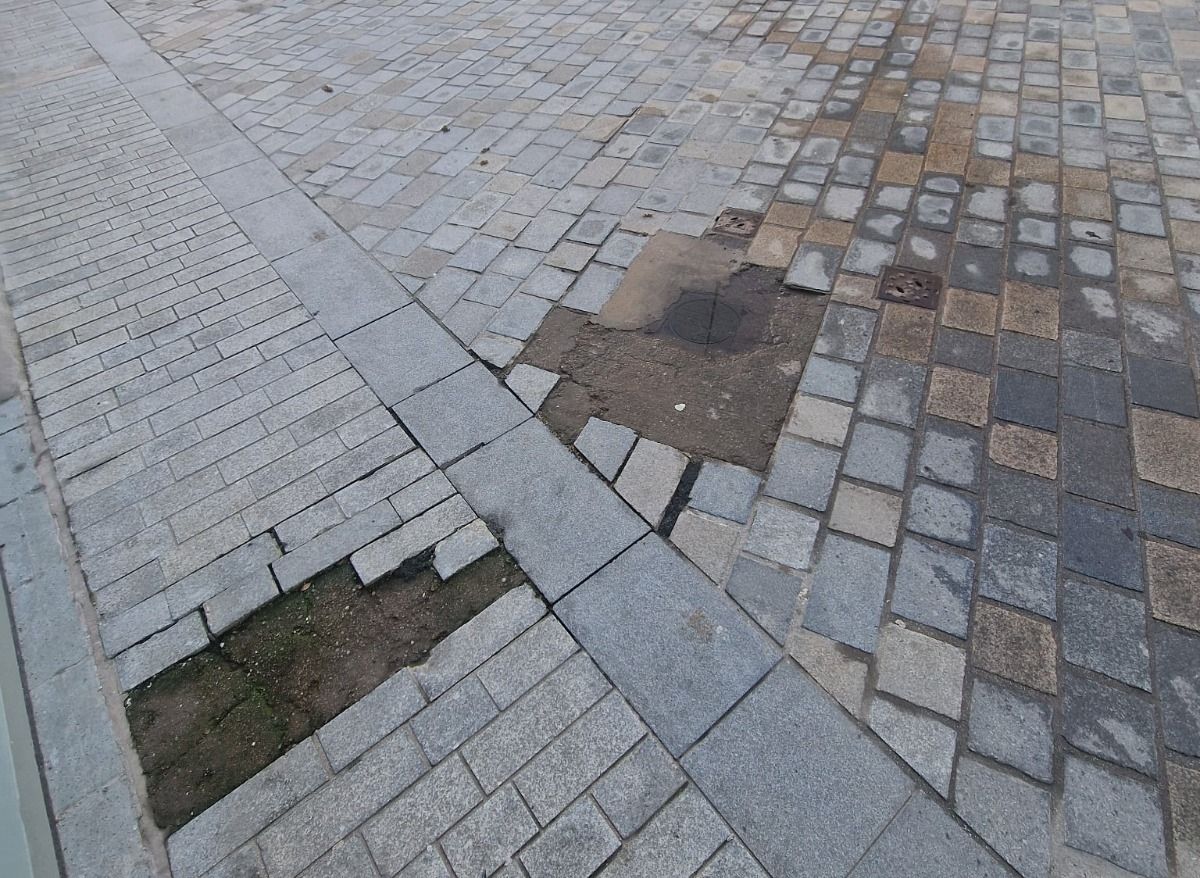 Aftermath of recent maintenance work carried out on Eccleston Street in Prescot