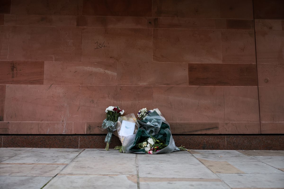 Floral tributes left near the Bridgewater Hall
