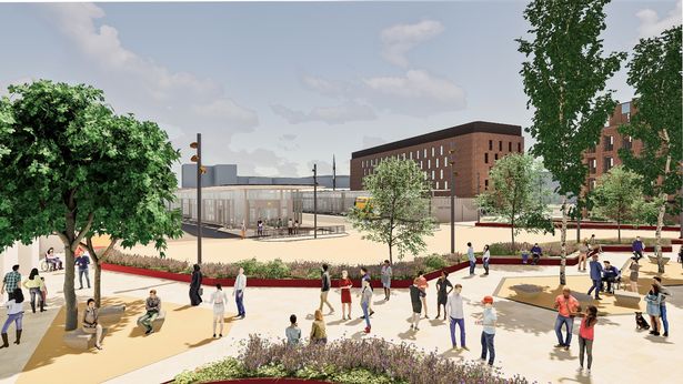 Designs for a new transport interchange and civic square in St Helens.