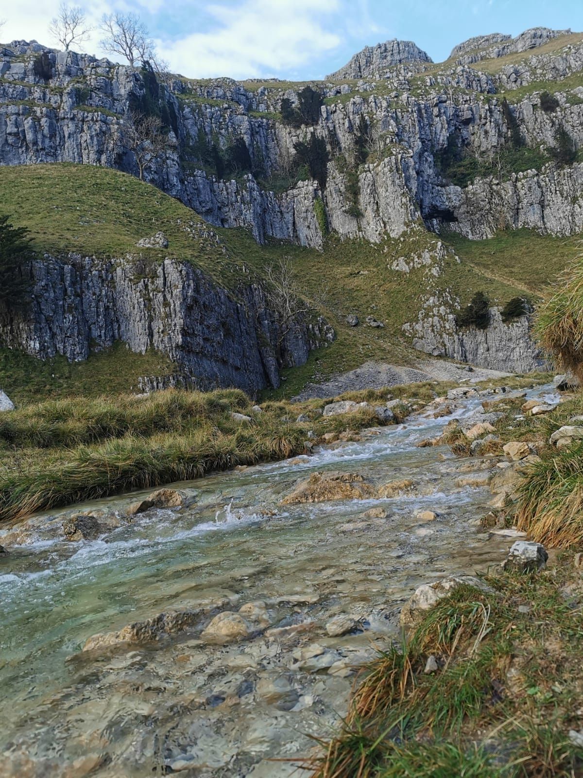 Malham Cove in Yorkshire which is on the route of a 108-mile race which the President of Salford Lads Club is competing in. 