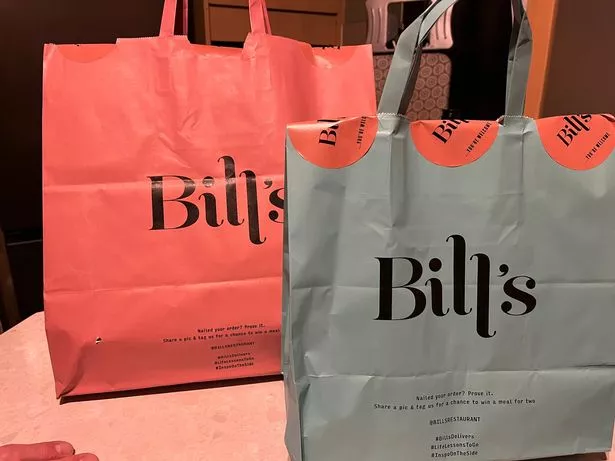 The fresh meals from Bill's were delivered by Deliveroo as part of the new Family Dinneroo service
