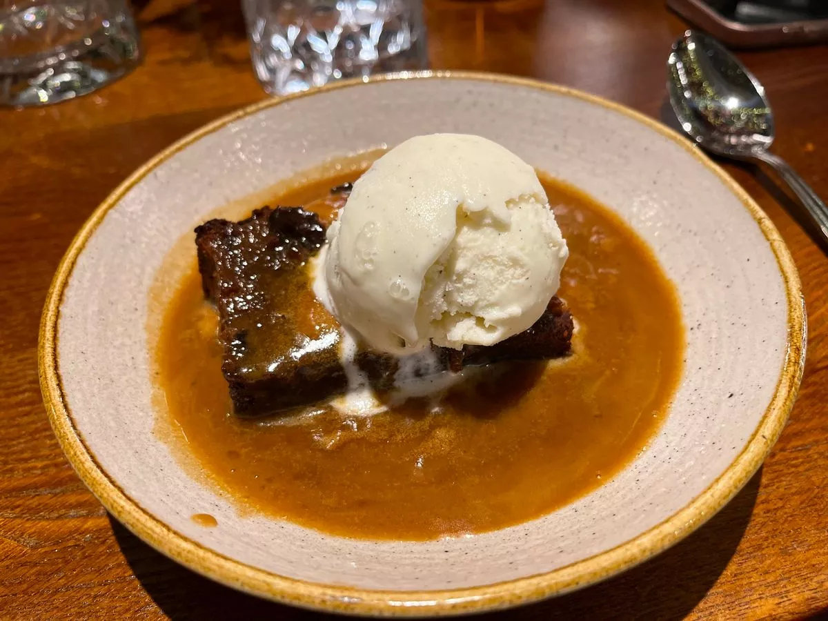 The festive sticky pudding was delightful