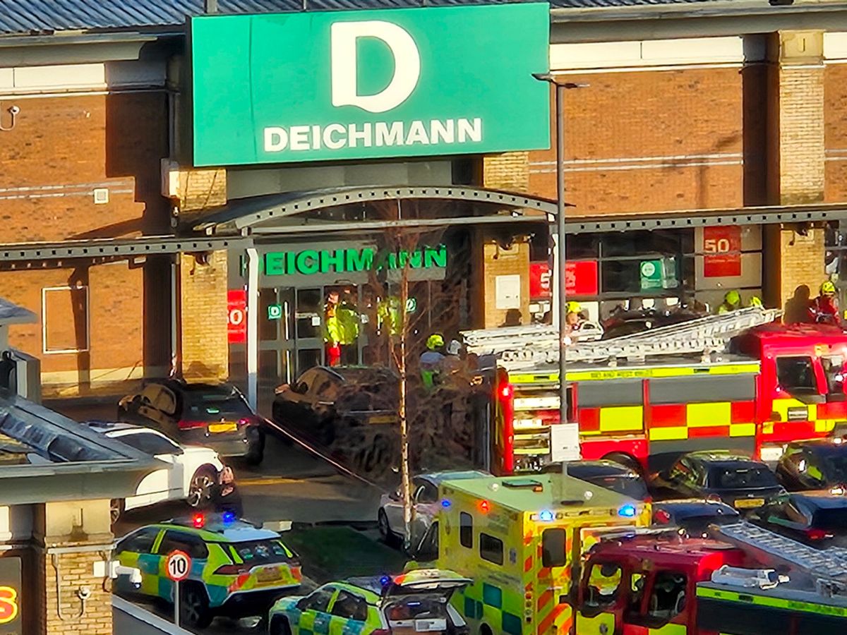 Fire engine in retail park 