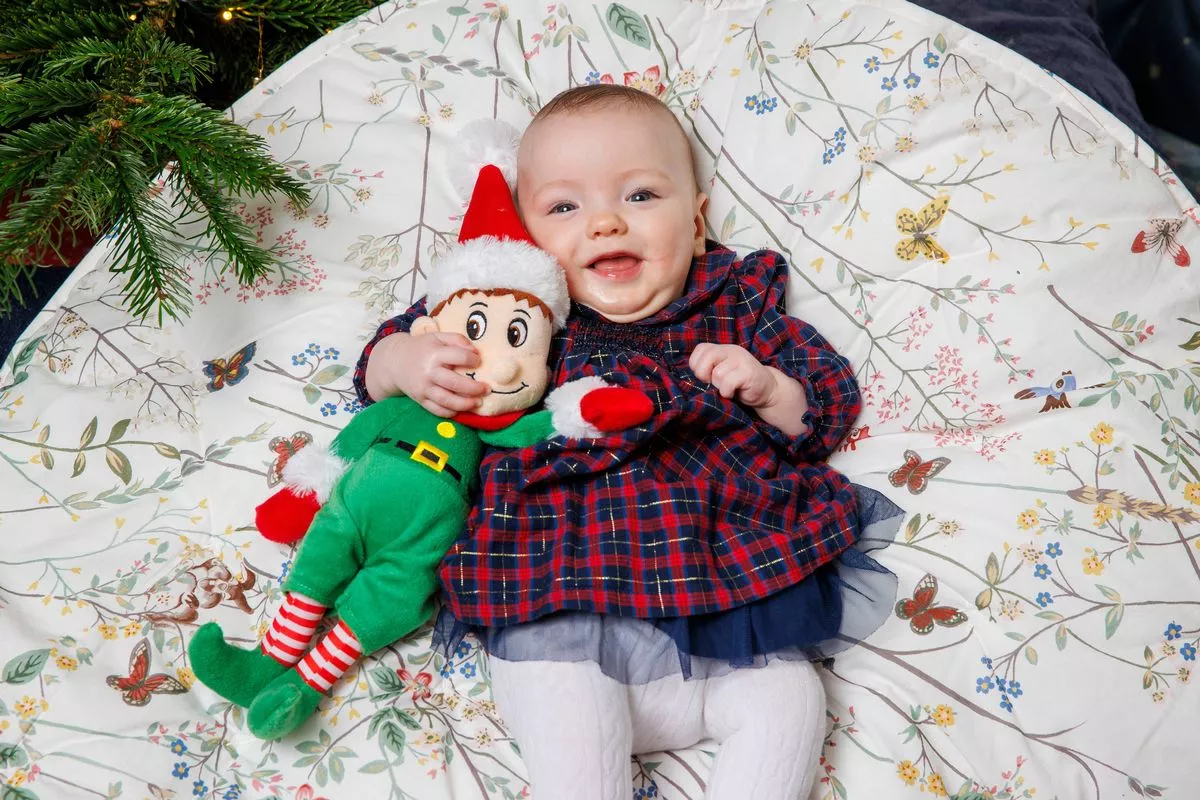 Fiadh Coburn, born prematurely at 25 weeks in April, pictured at her family home in east Belfast. Her parents, Marie Louise and Jaimie Coburn, are preparing for her first Christmas at home.