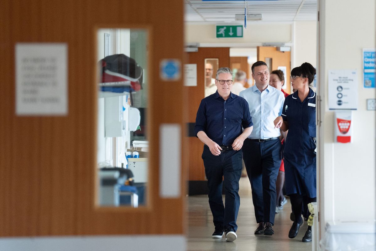 Sir Keir Starmer and shadow health secretary, Wes Streeting meet patients and staff at Bassetlaw Hospital in Nottinghamshire. 