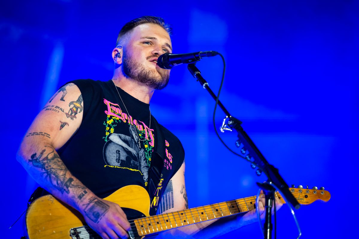 Zach Bryan performs during the Quittin Time tour at Nissan Stadium on June 29, 2024 in Nashville, Tennessee