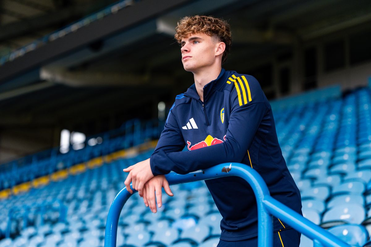 Harry Gray signs his Leeds United professional contract at Elland Road in October