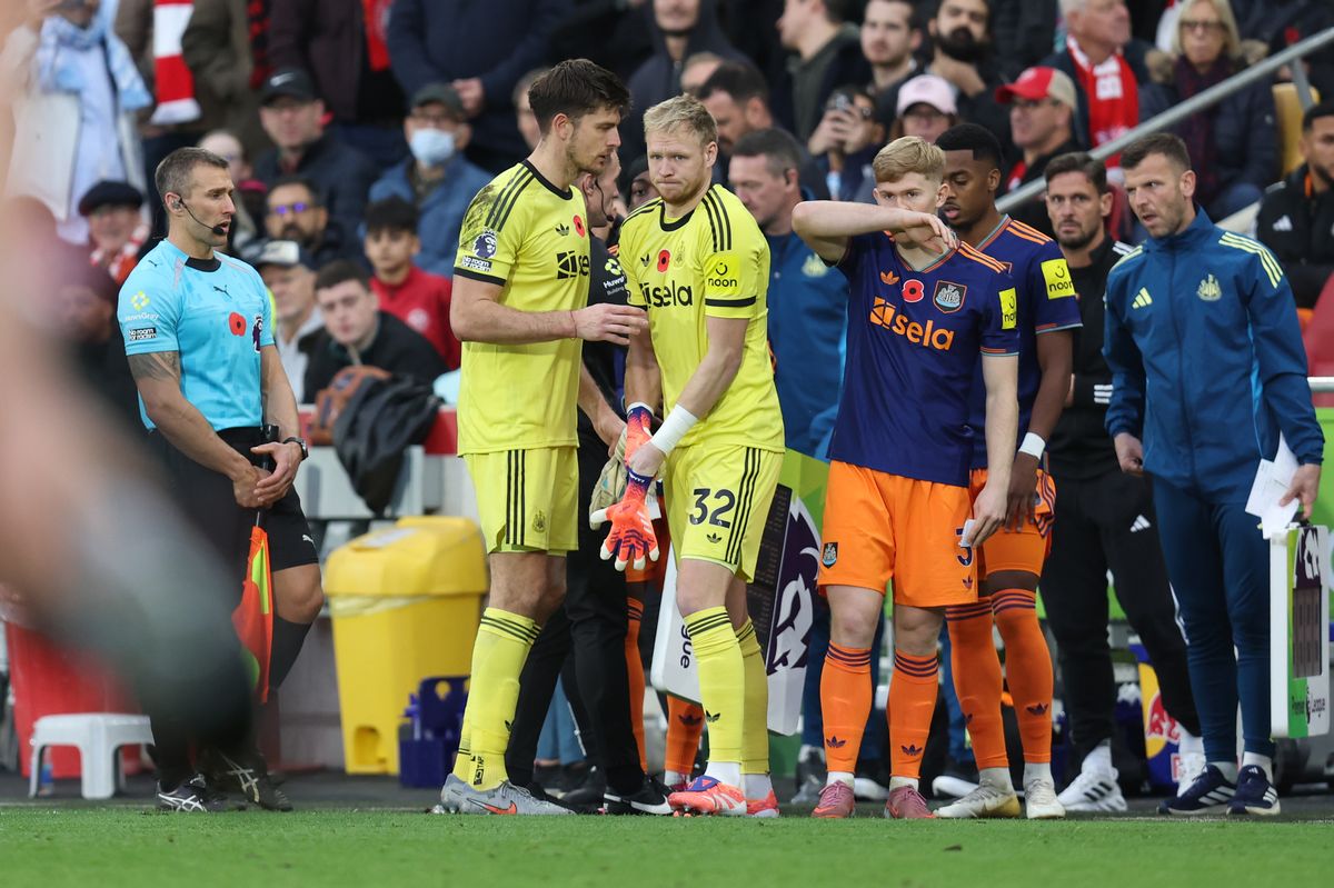 Newcastle United goalkeeper Nick Pope was replaced by Aaron Ramsdale at Brentford