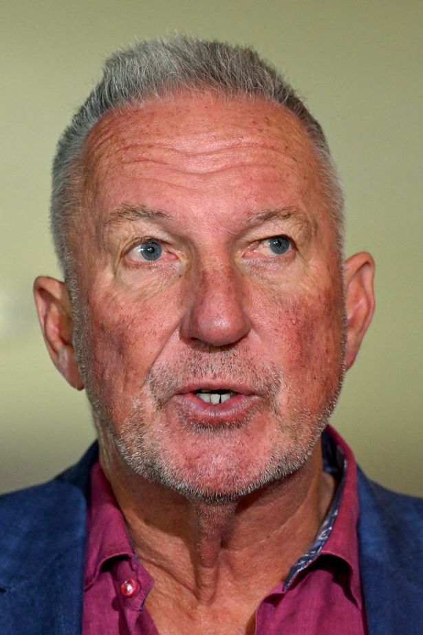 Former England cricket player Ian Botham speaks during a press conference in Melbourne on November 11, 2025. Cricket Australia announced a 150th Anniversary day-night Test match between Australia and England will take place at the Melbourne Cricket Ground (MCG) from 11-15 March 2027. (Photo by William WEST / AFP) / -- IMAGE RESTRICTED TO EDITORIAL USE - STRICTLY NO COMMERCIAL USE -- (Photo by WILLIAM WEST/AFP via Getty Images)