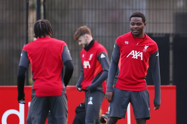 KIRKBY, ENGLAND - DECEMBER 08: Wellity Lucky of Liverpool looks on during a Liverpool Training Session at AXA Training Centre on December 08, 2025 in Kirkby, England.  (Photo by Lewis Storey/Getty Images)