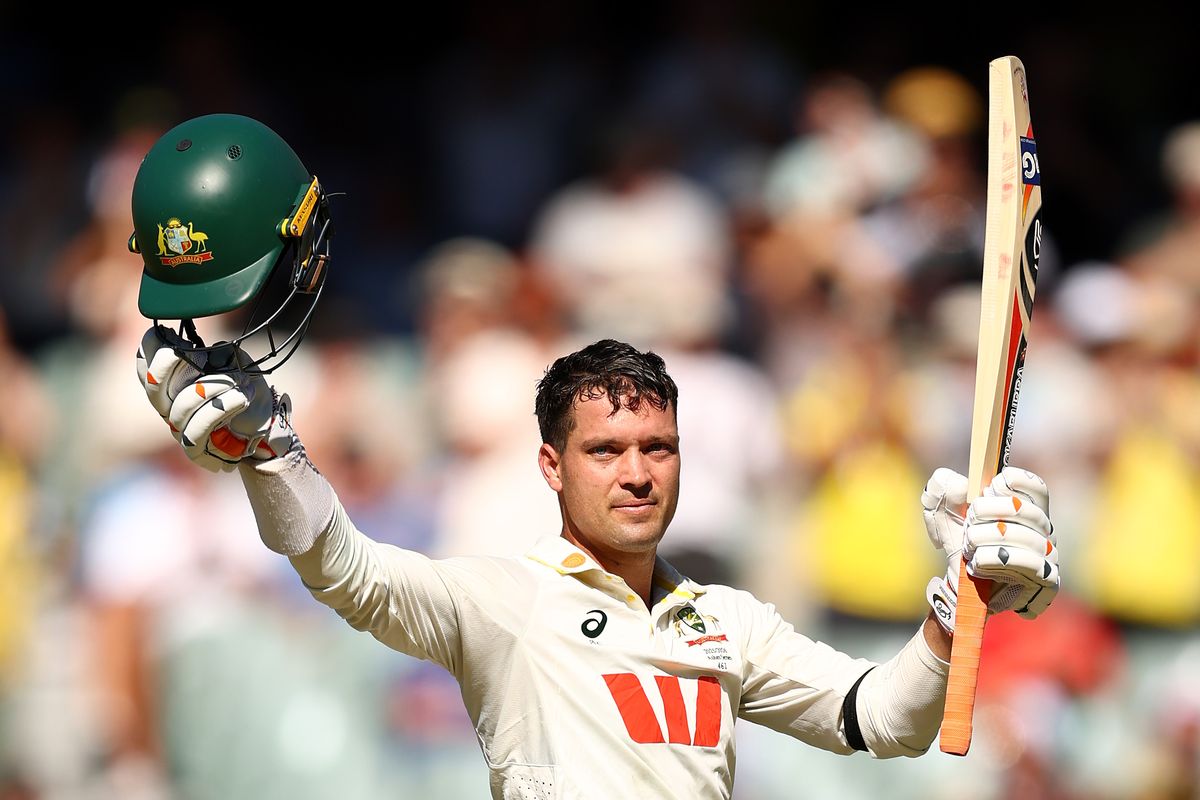 Alex Carey of Australia celebrates scoring a century