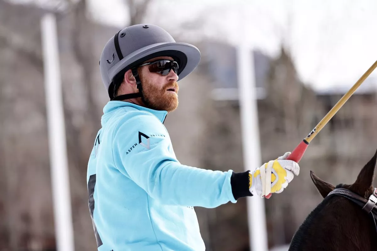 ASPEN, COLORADO - DECEMBER 18: Prince Harry, Duke of Sussex rides during a break in action during the St. Regis World Snow Polo Championships 2025 at Rio Grande Park on December 18, 2025 in Aspen, Colorado. (Photo by Greg Doherty/Getty Images for St. Regis)