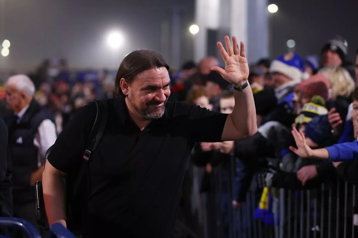 Daniel Farke greets fans as he arrives at Elland Road on Saturday