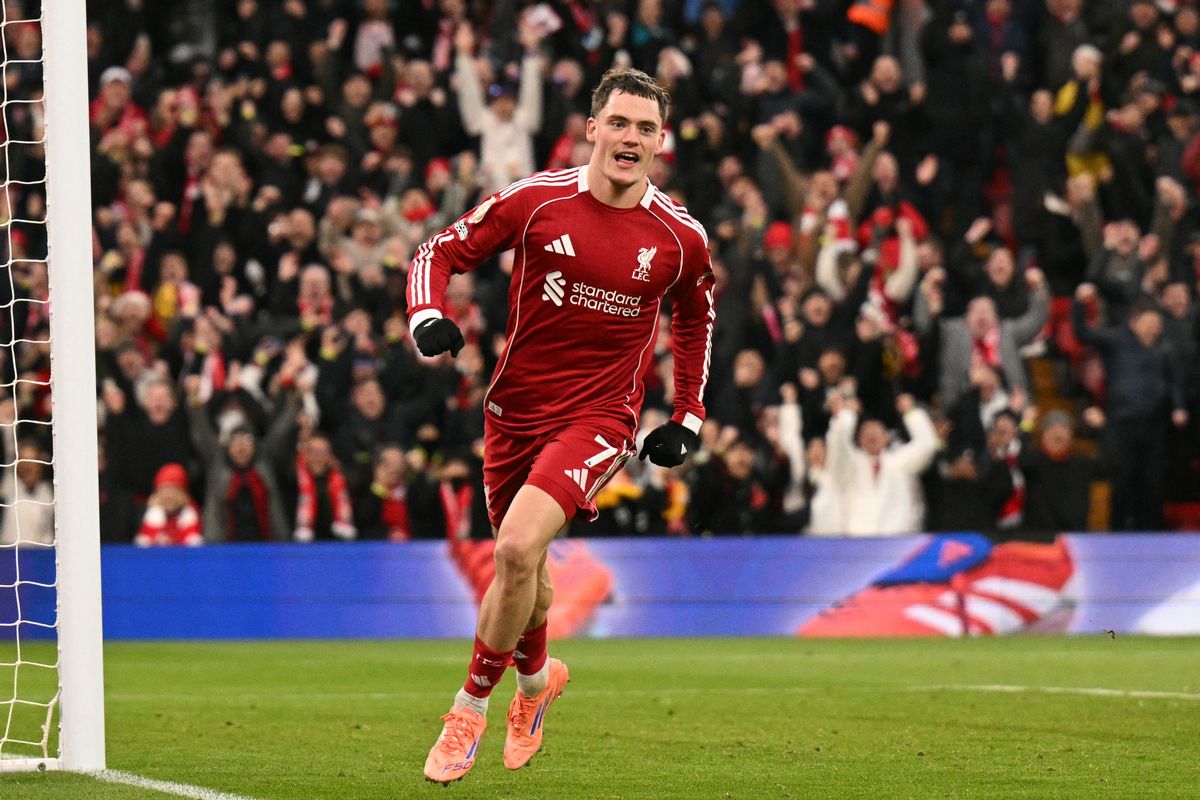 Florian Wirtz celebrates after scoring against Wolves