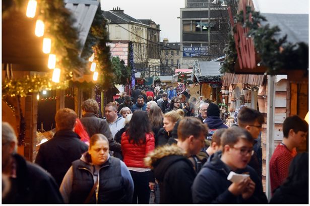 Images of Glasgow's Christmas Markets in St Enoch Square and George Square, operating as usual the day after a terror attack on the market in Berlin. St Enoch Square