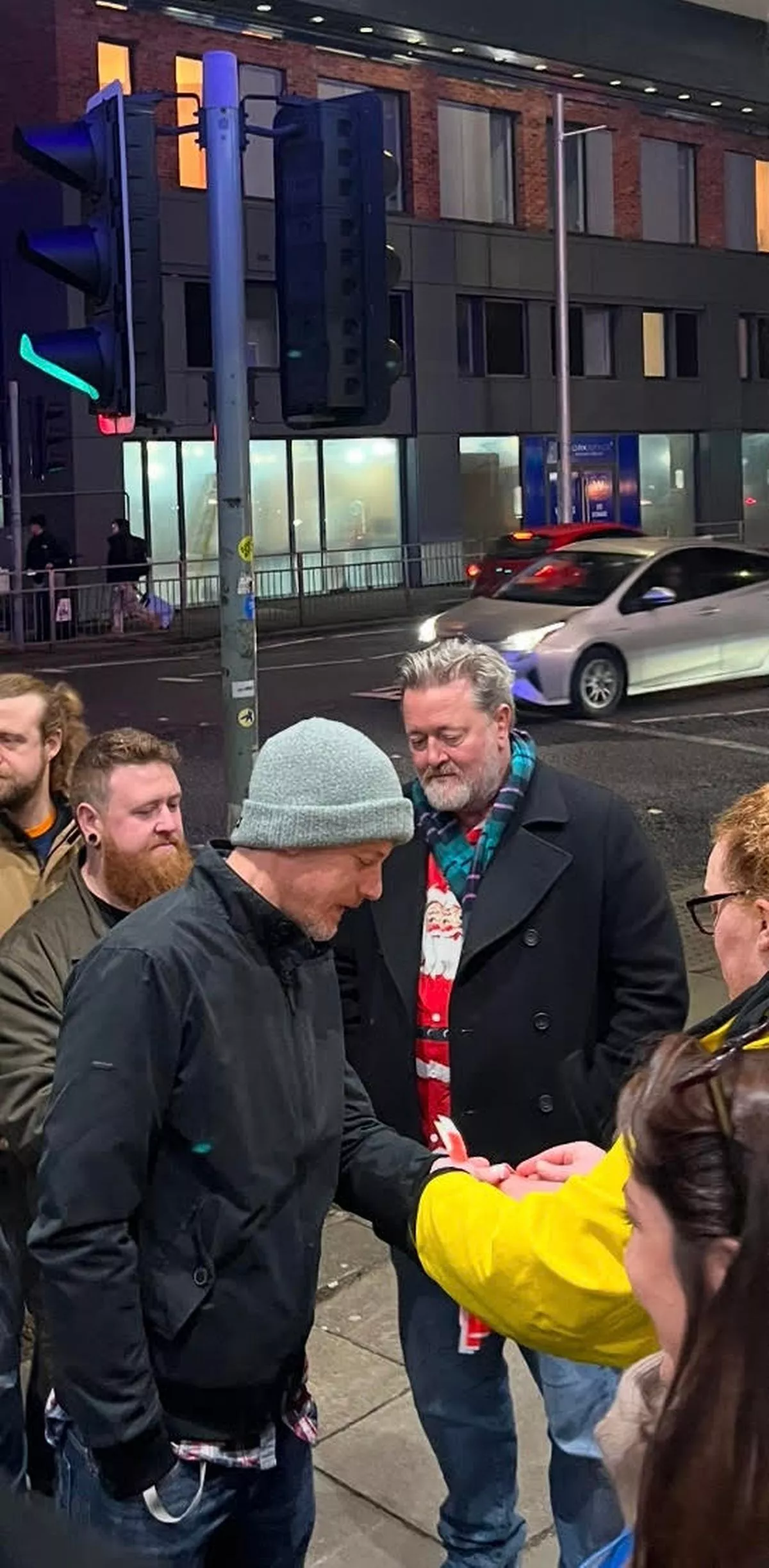 Elbow's Guy Garvey waiting outside the Manchester Apollo before seeing Doves perform