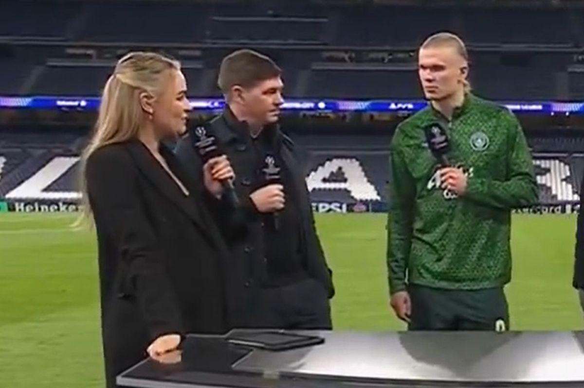 Erling Haaland speaking to TNT Sports after the game