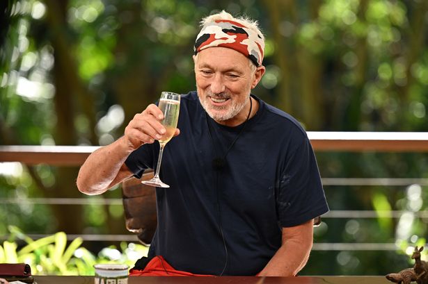 martin. kemp drinking champagne after jungle eviction