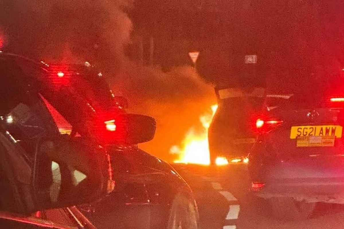 The car erupted into flames
