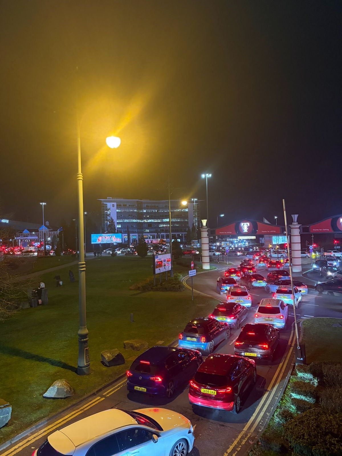 Traffic was gridlocked around the Trafford Centre