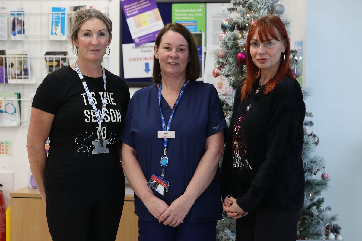 Karen (centre) with the rest of her team, Jayne Chapman (left) and Lynsey Philbin