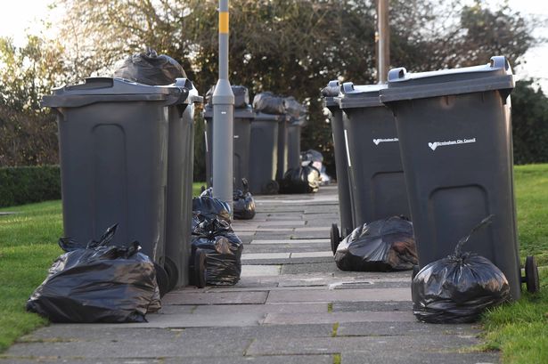 Wheelie bins and bags of rubbish in Grayshott Close, Erdington
