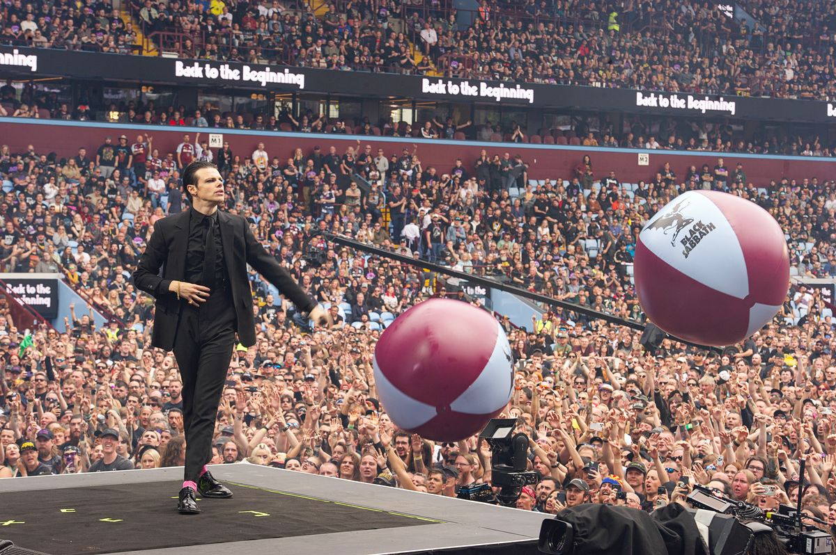 Yungblud on stage at Black Sabbath's Back to the Beginning gig at Villa Park Stadium