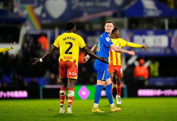 Tempers fray between Watford's Jeremy Ngakia (left) and Birmingham City's Jay Stansfield