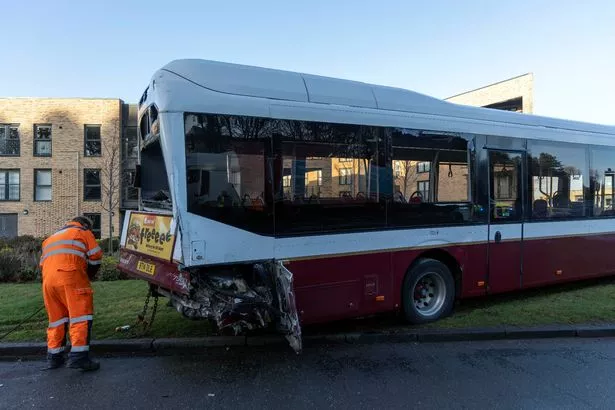 The rear of the Lothian Bus was badly damaged. 