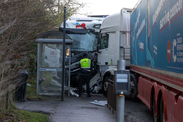 The front-end of the both lorries were left mangled following the crash.