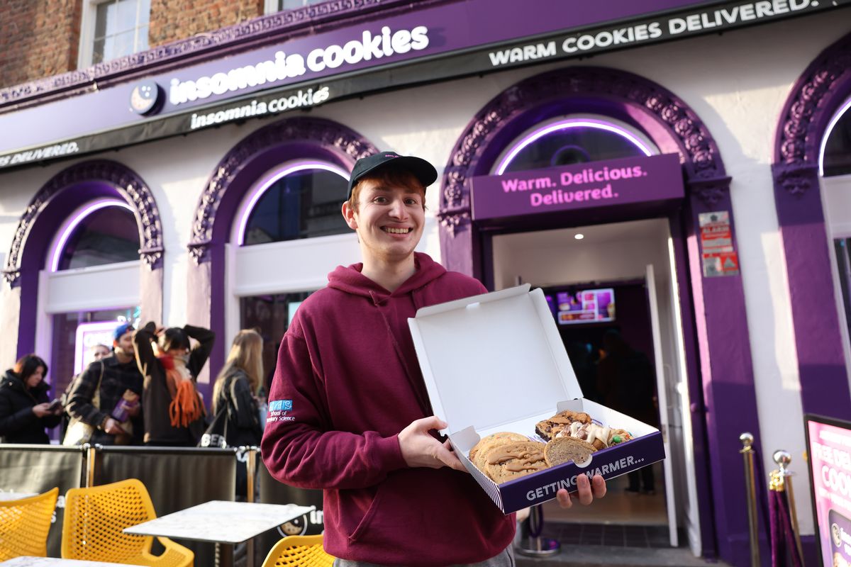 Rudi Harris who queued from 4.30am for the opening of Insomnia Cookies
