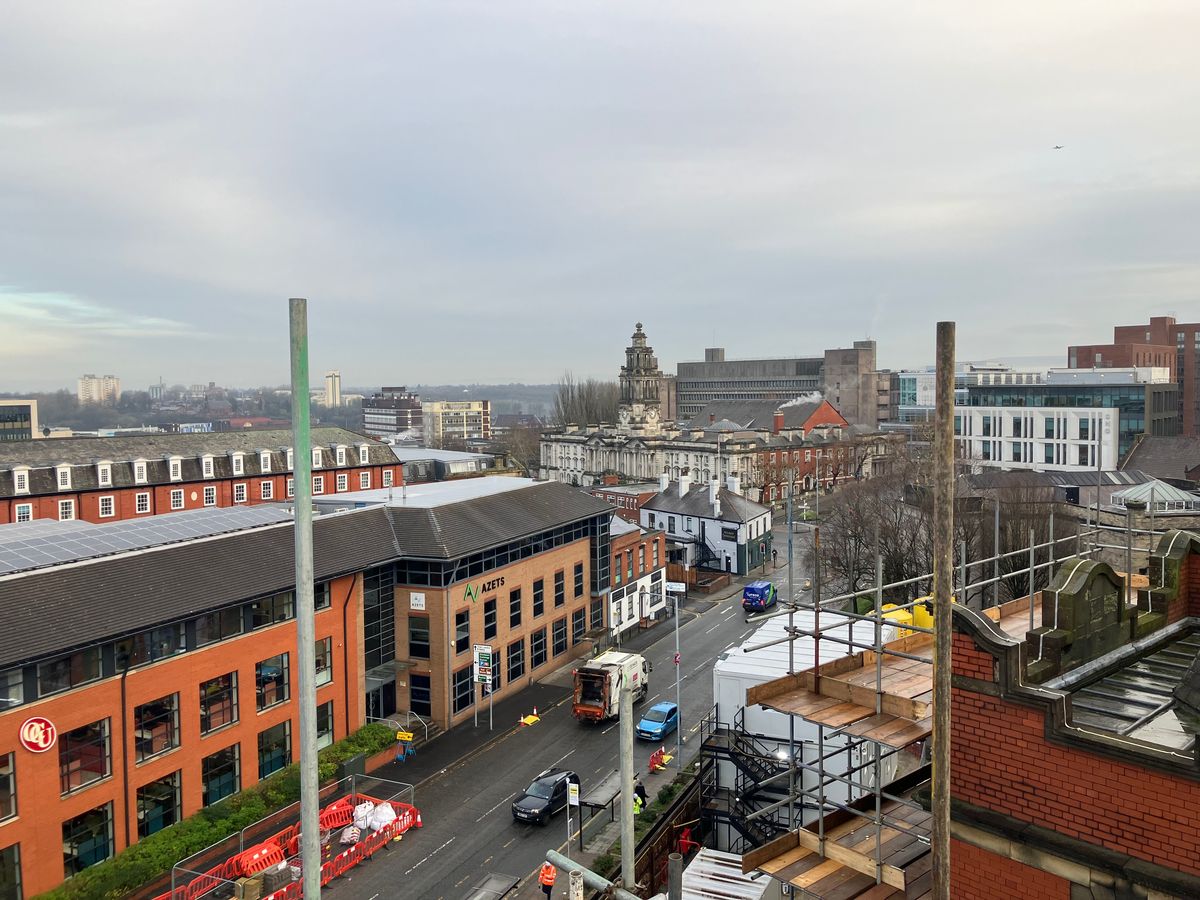 The view from the Bosden building overlooking Stockport (Image: Declan Carey)