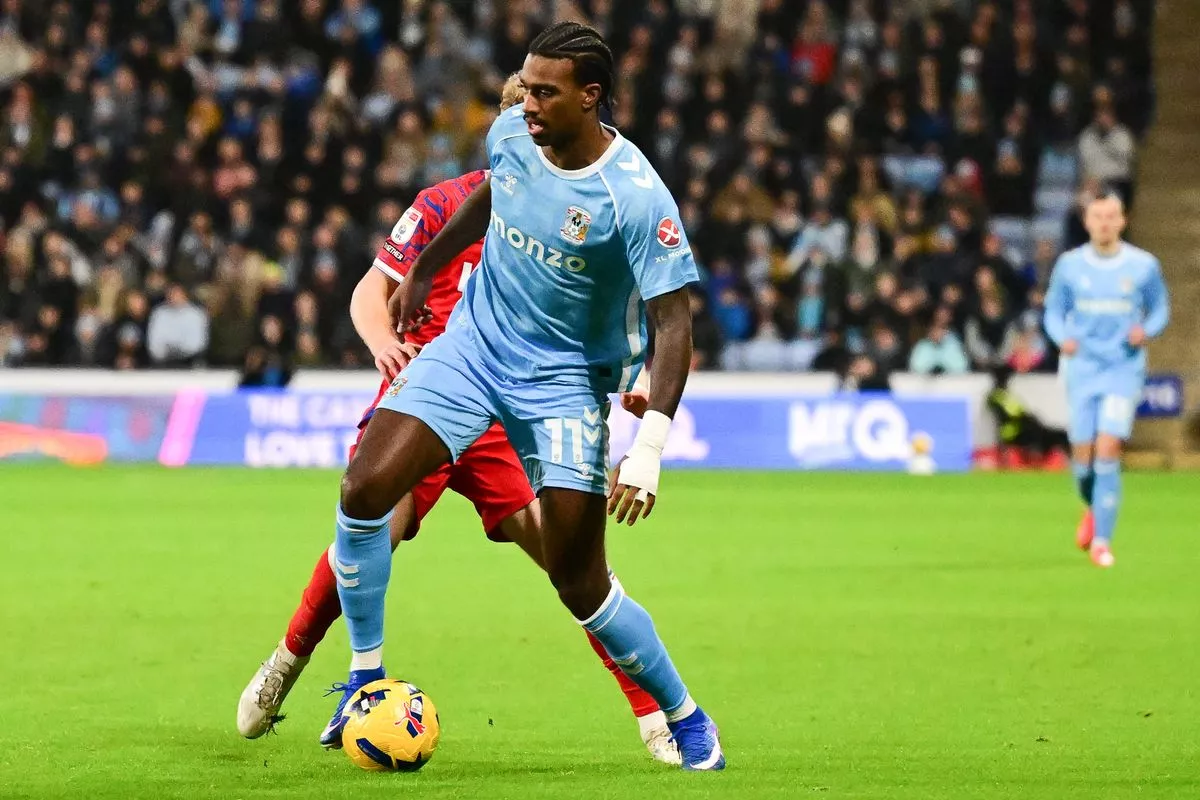 Coventry City forward Haji Wright (11) on the ball 