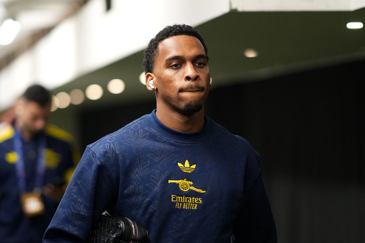 Jurrien Timber of Arsenal arrives at the stadium prior to the UEFA Champions League 2025/26 League Phase MD6 match between Club Brugge KV and Arsenal FC at Jan Breydelstadion on December 10, 2025 in Bruges, Belgium