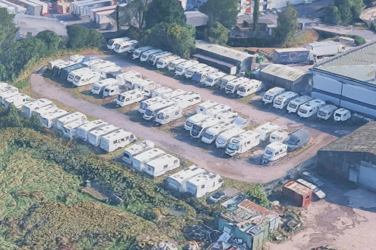 Aerial view of G&H Taylor Caravan Storage off Todmorden Road in Littleborough