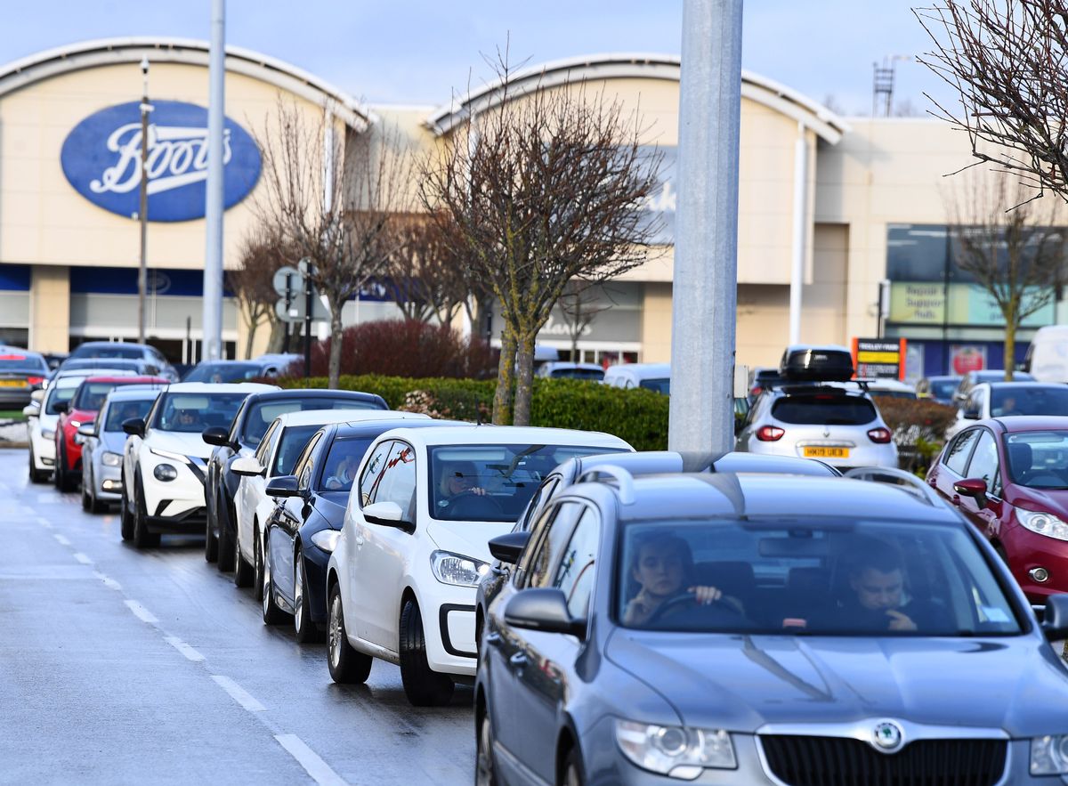 Motorists at New Mersey Retail Park