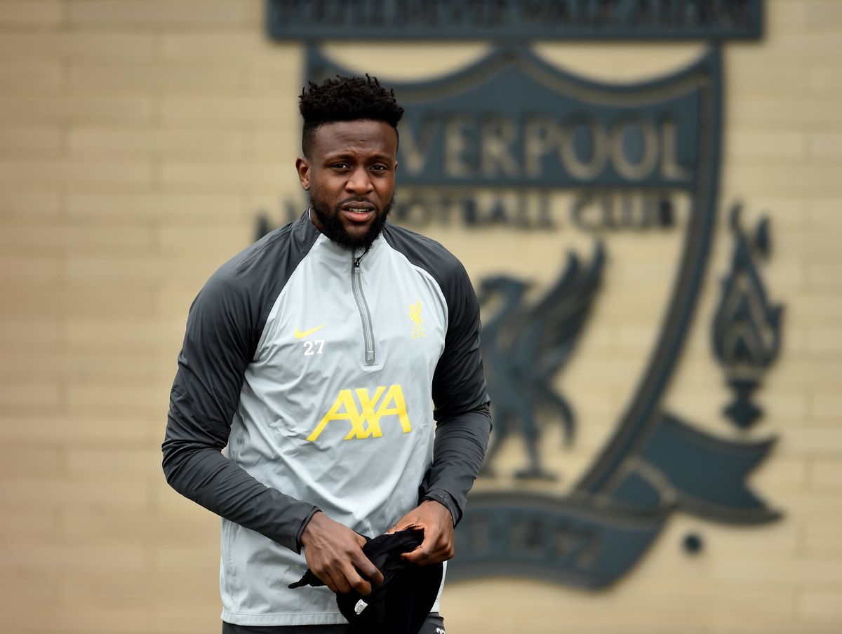 Divock Origi during a Liverpool training session. 