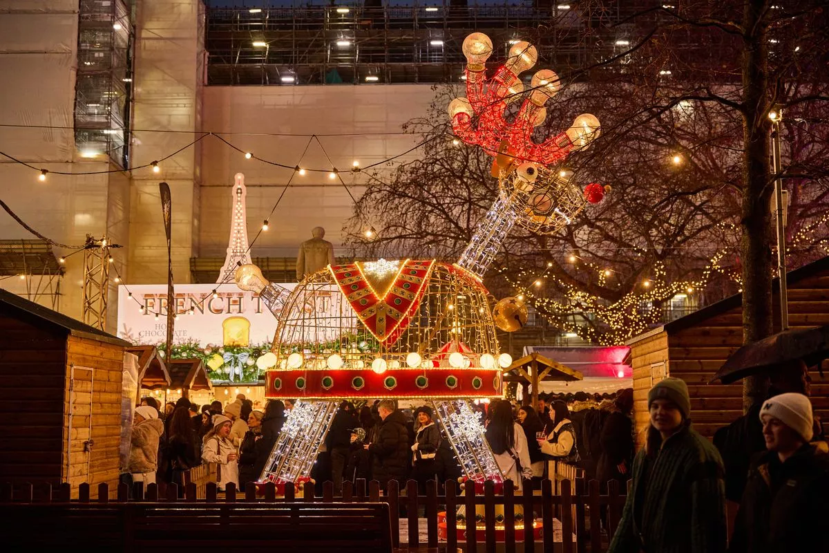 A giant steampunk reindeer on Albert Square
