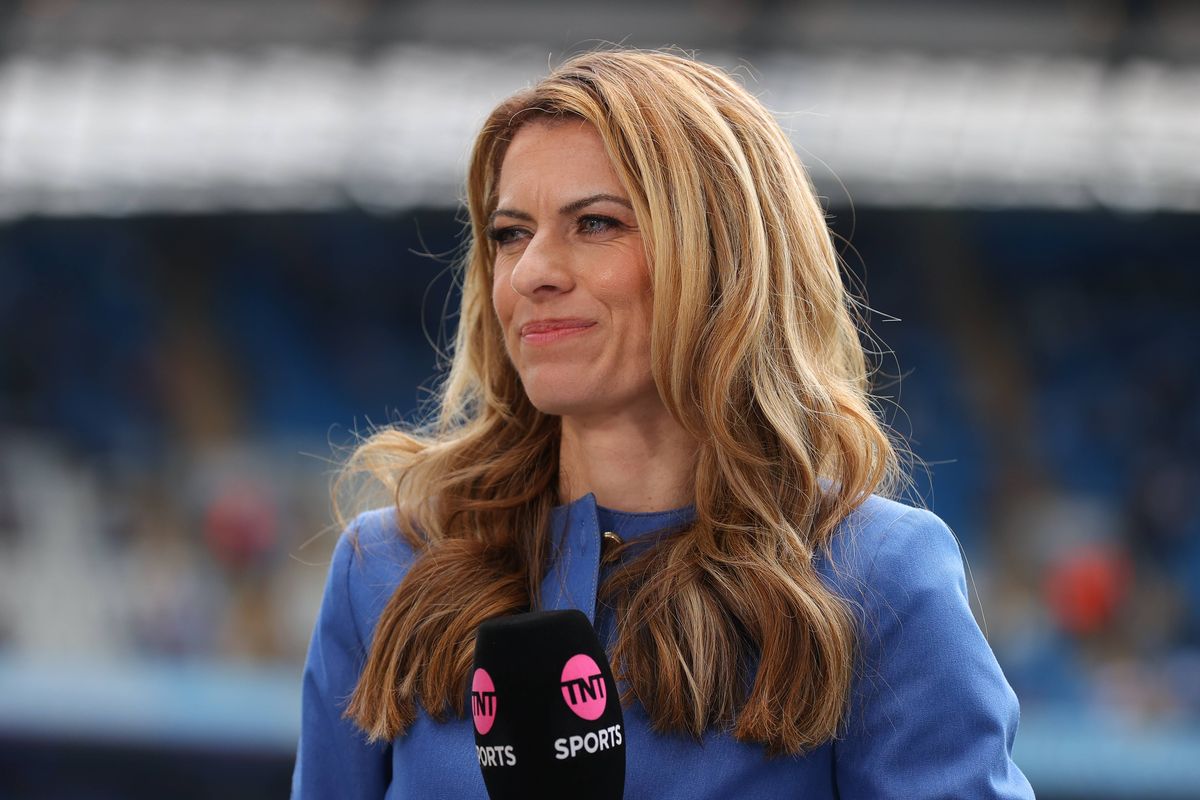 MANCHESTER, ENGLAND - AUGUST 23: TNT Sport pundit Karen Carney during the Premier League match between Manchester City and Tottenham Hotspur at Etihad Stadium on August 23, 2025 in Manchester, England. (Photo by James Gill - Danehouse/Getty Images)